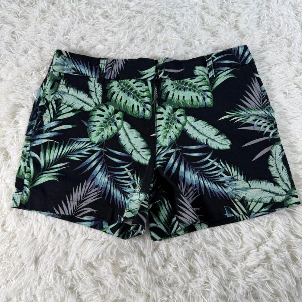 Cynthia Rowley Womens Tropical Leaf Print‎ Black Shorts Size 6 - Picture 2 of 11